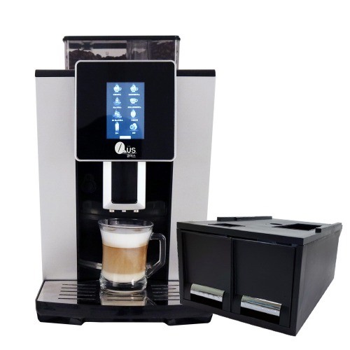 큐어스 전자동 커피머신 CM1004+ 슬러지박스 포함 가정용 업소용 에스프레소 카페라떼 원두머신